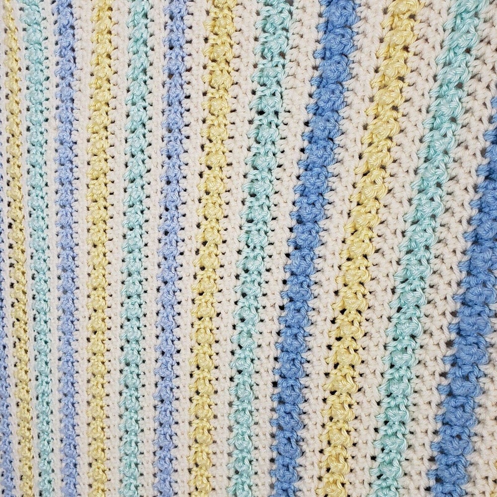 Striped Chunky Knit Baby Blanket Cozy Soft Throw - Picture 5 of 8